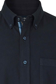 Savile Row Company Blue Row Button Down Oxford 100% Cotton Shirt with Stripe placket - Image 5 of 5