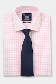 The Savile Row Company Slim Fit Pink Double Cuff Row Check Shirt - Image 1 of 4