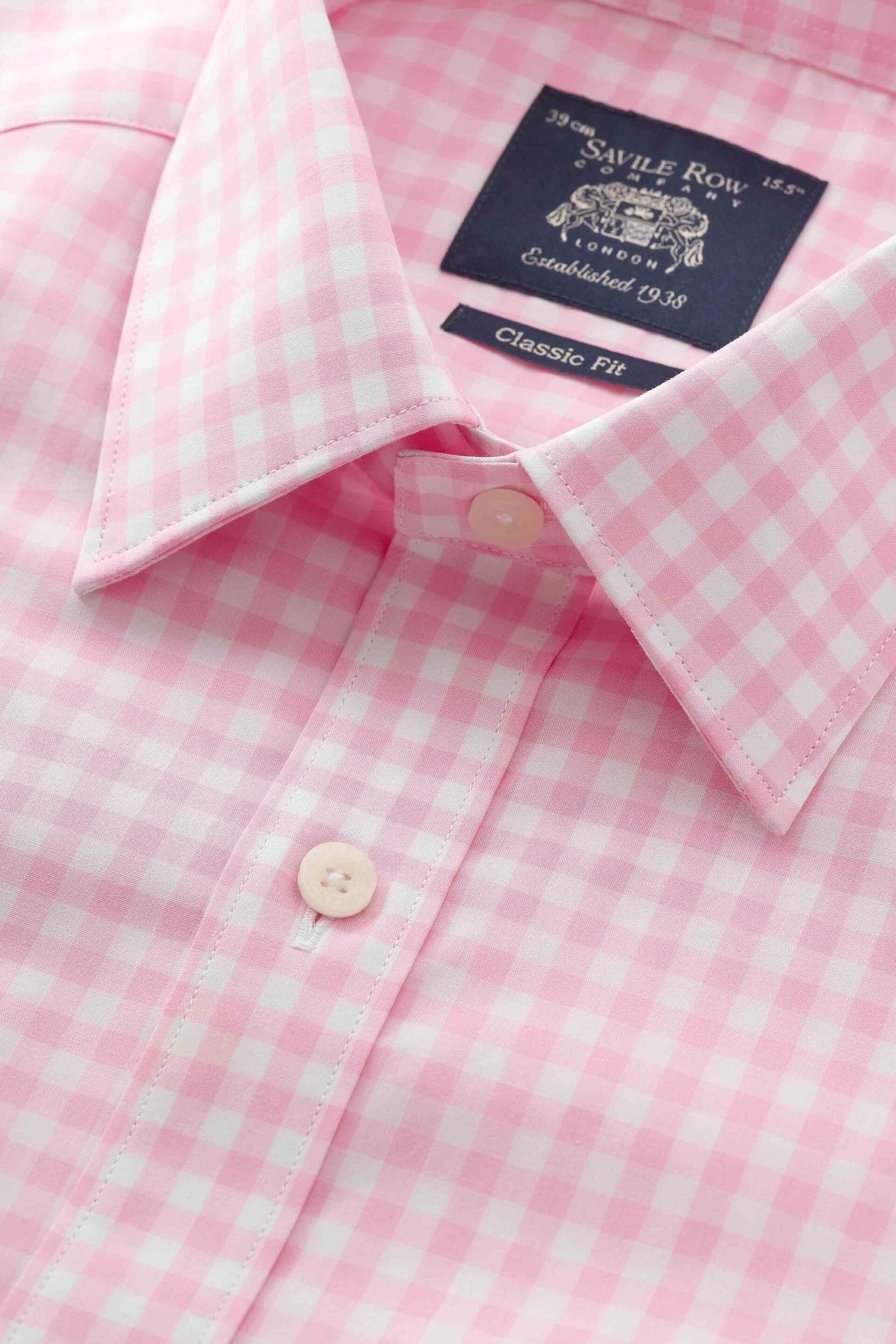 The Savile Row Company Classic Fit Pink Savile Row Check Double Cuff Shirt - Image 5 of 6