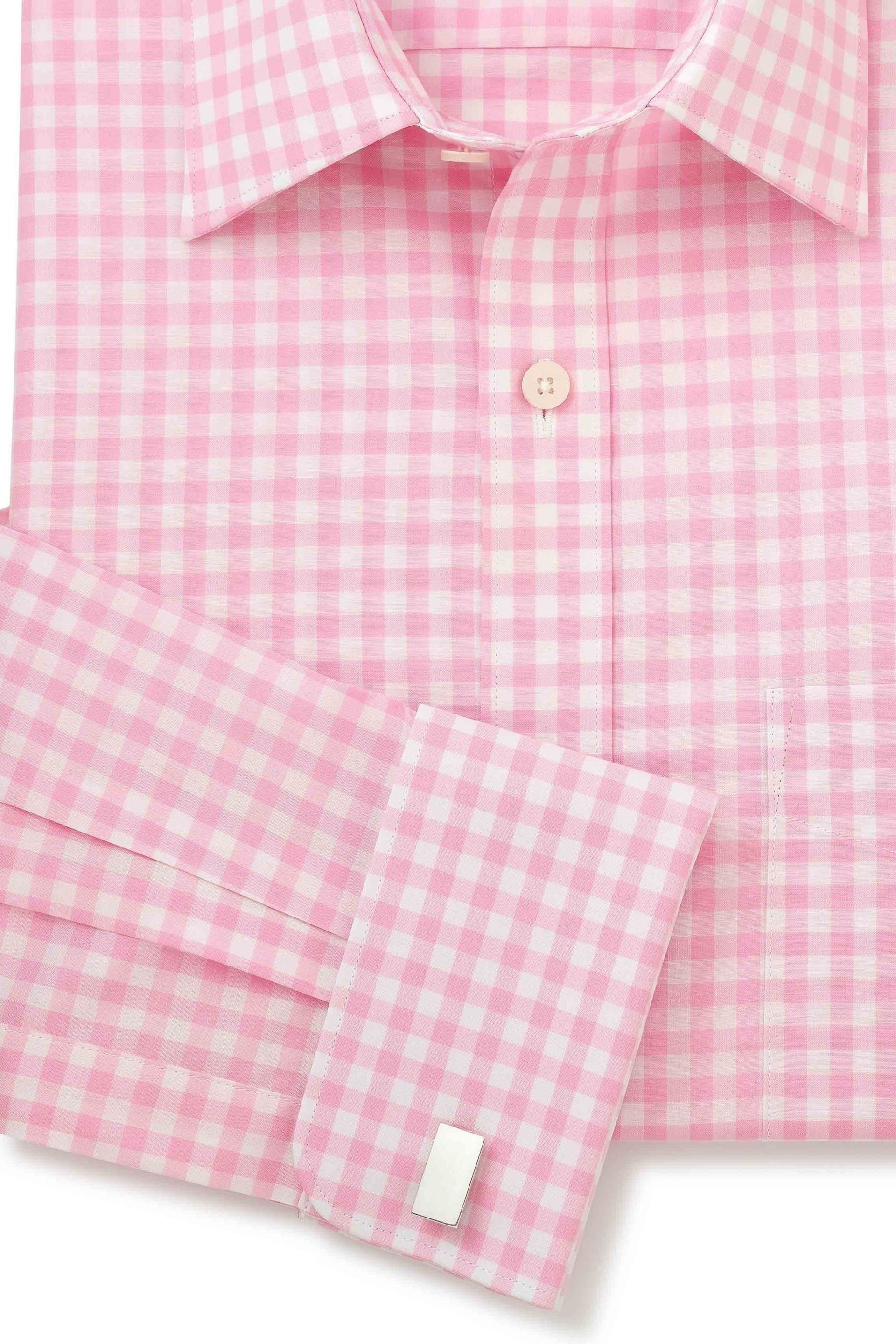 The Savile Row Company Classic Fit Pink Savile Row Check Double Cuff Shirt - Image 6 of 6