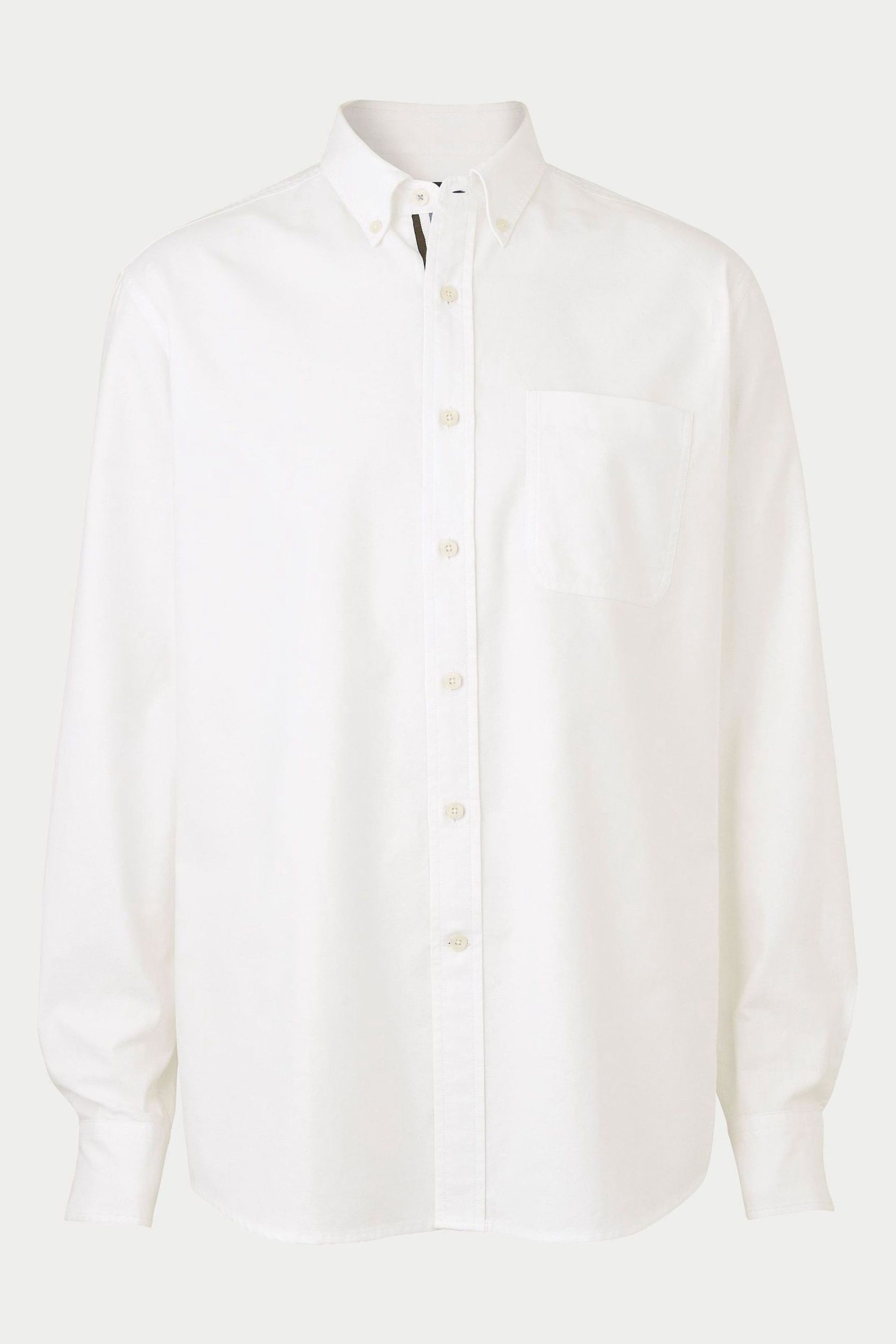 The Savile Row Company Stripe Placket Button Down Oxford White Shirt - Image 3 of 5