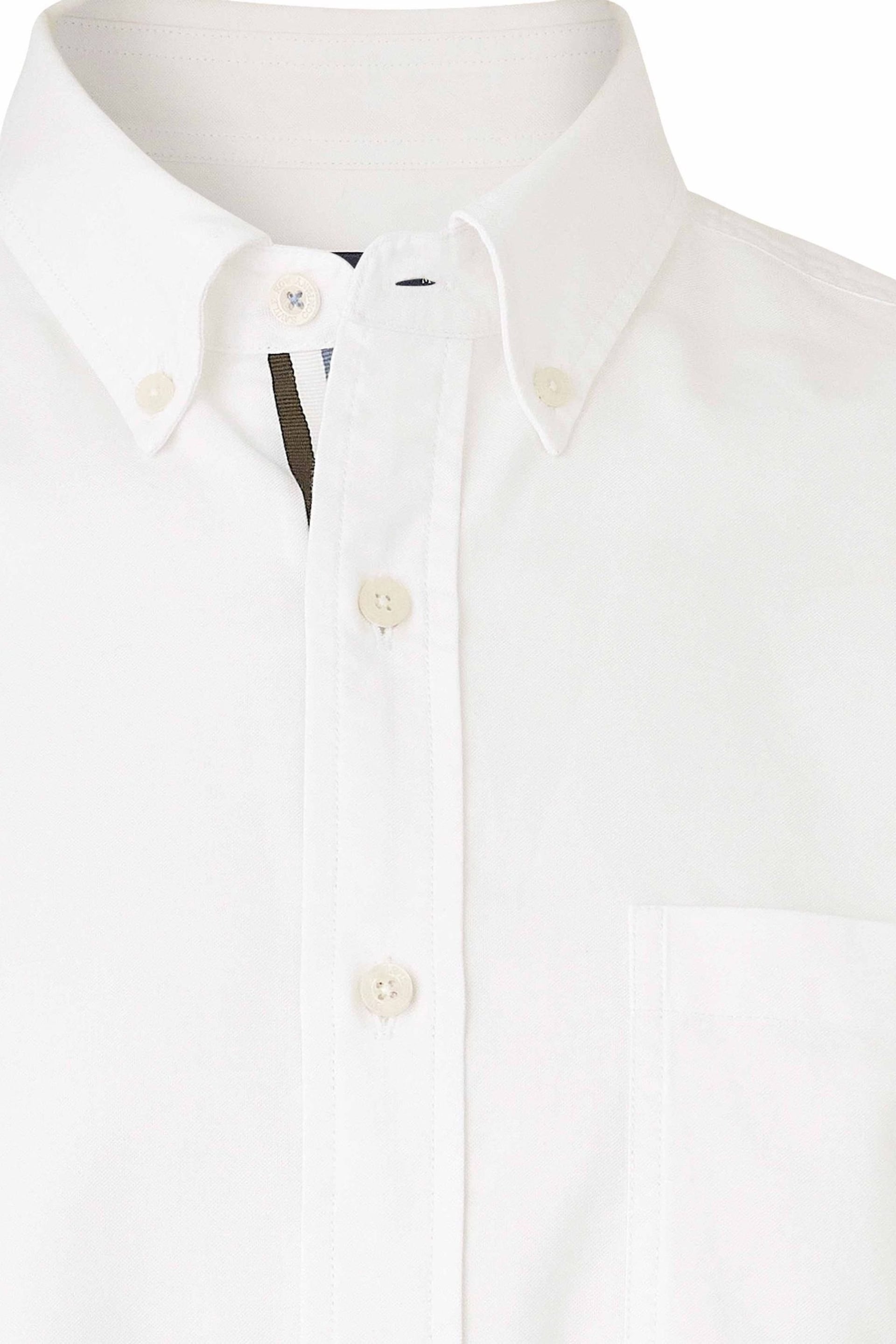 The Savile Row Company Stripe Placket Button Down Oxford White Shirt - Image 5 of 5