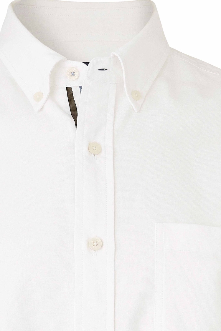 Savile Row Company 100% Cotton Stripe Placket Button Down Oxford White Shirt - Image 5 of 5