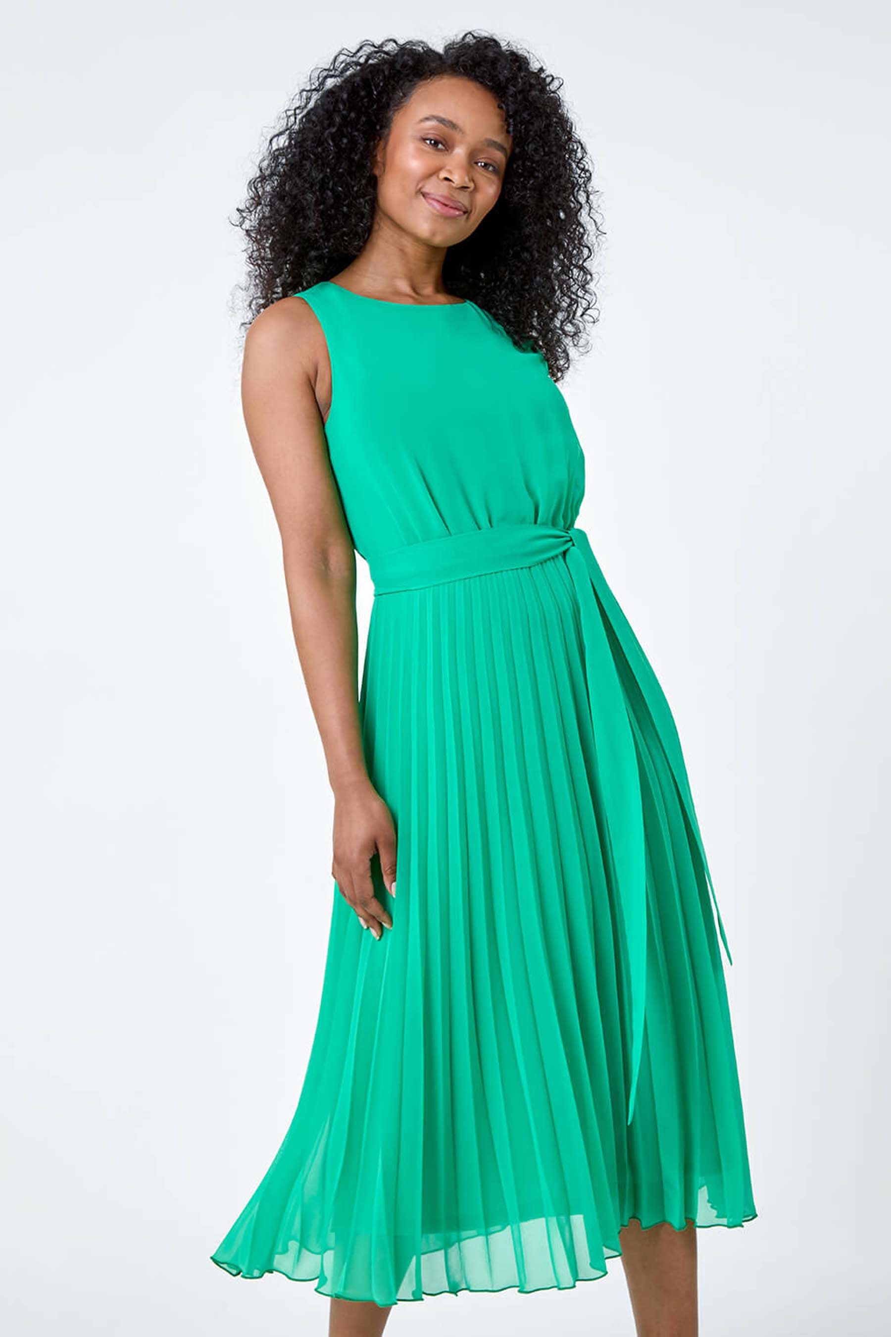 Buy Roman Green Pleated Midi Dress from the Next UK online shop