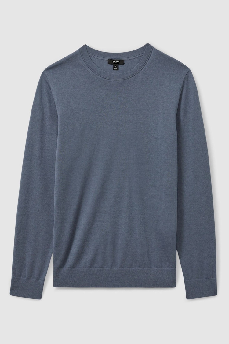 Reiss Airforce Blue Wessex Merino Wool Crew Neck Jumper - Image 2 of 5