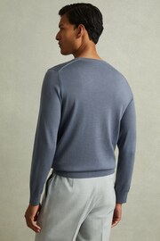 Reiss Airforce Blue Wessex Merino Wool Crew Neck Jumper - Image 3 of 5