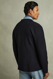 Reiss Navy Foulard Knitted Double Breasted Blazer - Image 4 of 6