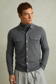 Reiss Grey Melange Pisa Merino Wool Button-Front Cardigan - Image 1 of 5