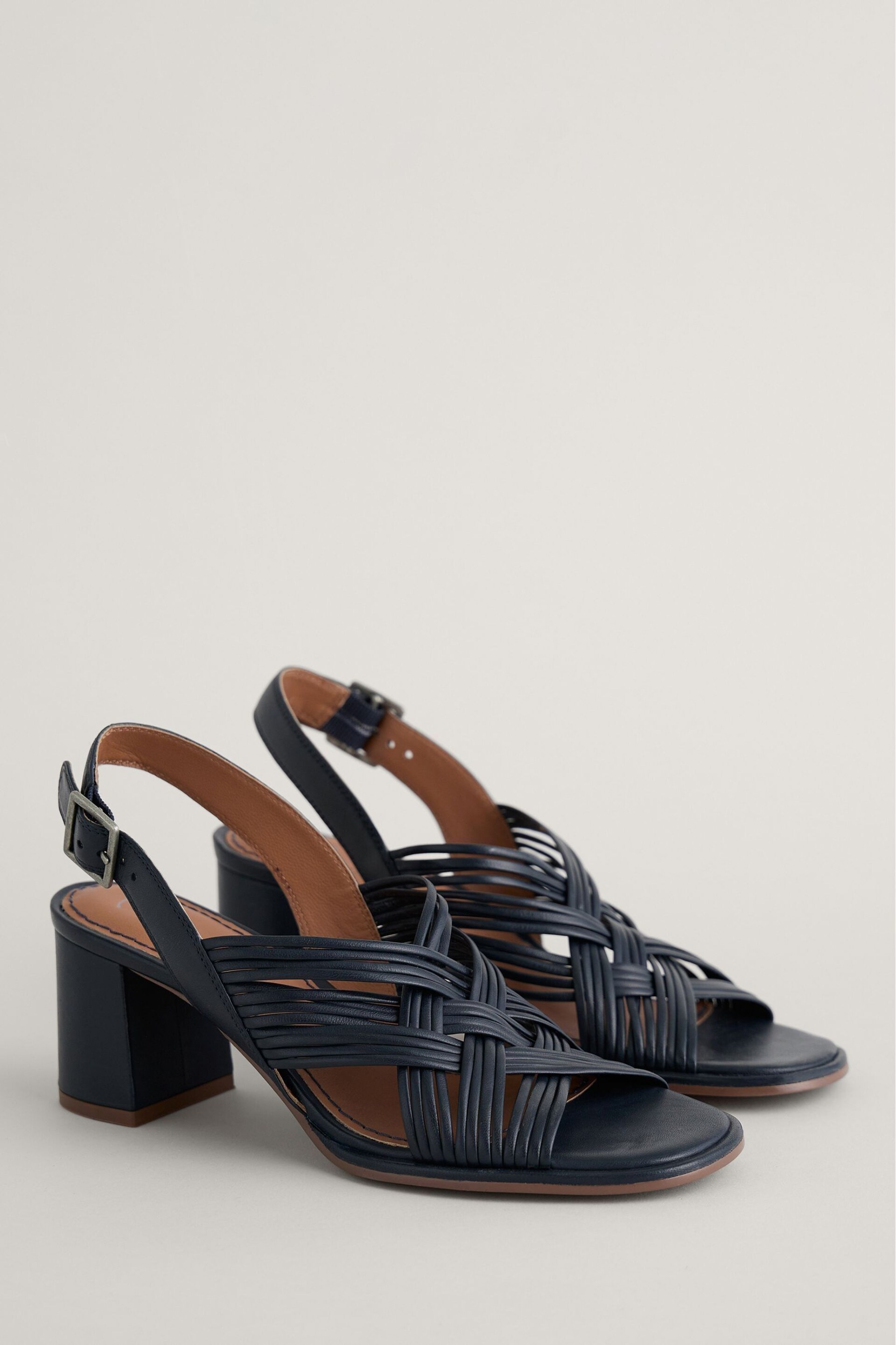 Seasalt Cornwall Blue Faerystone Mid Heel Leather Sandals - Image 1 of 5