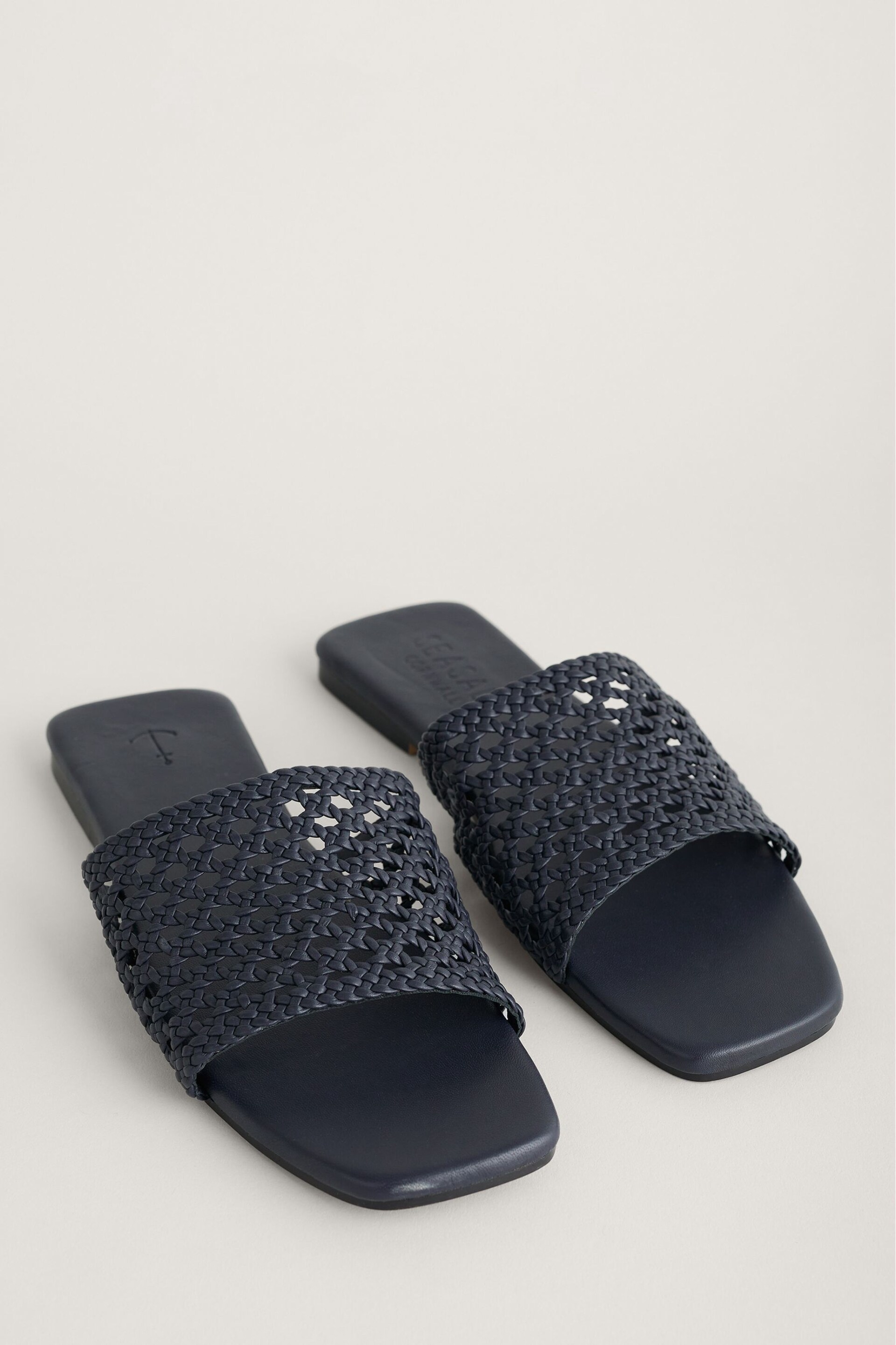 Seasalt Cornwall Blue Lost Cove Flat Leather Mule Sandals - Image 1 of 5