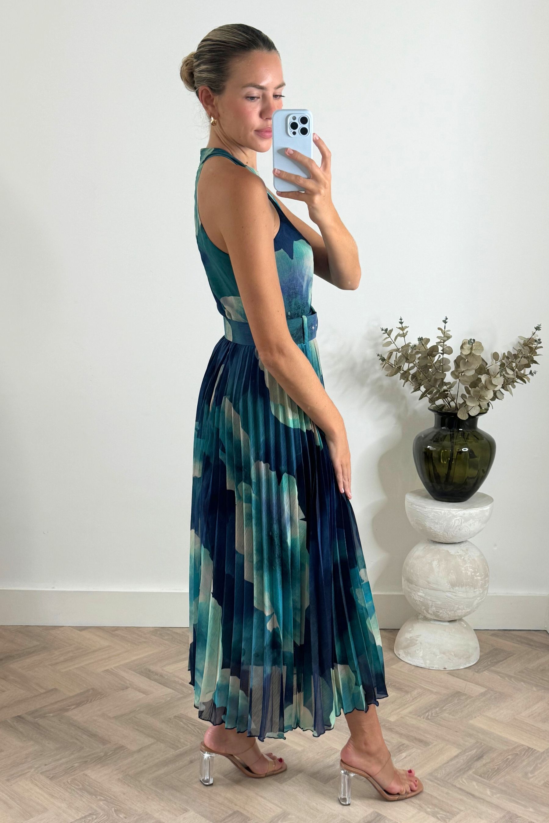 Buy Style Cheat Blue Luisa Belted Pleated Maxi Dress from the Next UK online shop