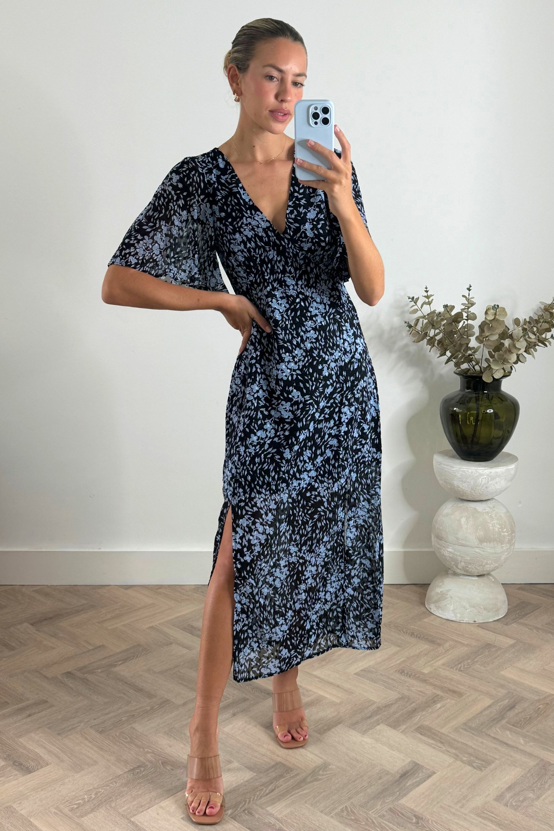 Angel sleeve midi dress new arrivals