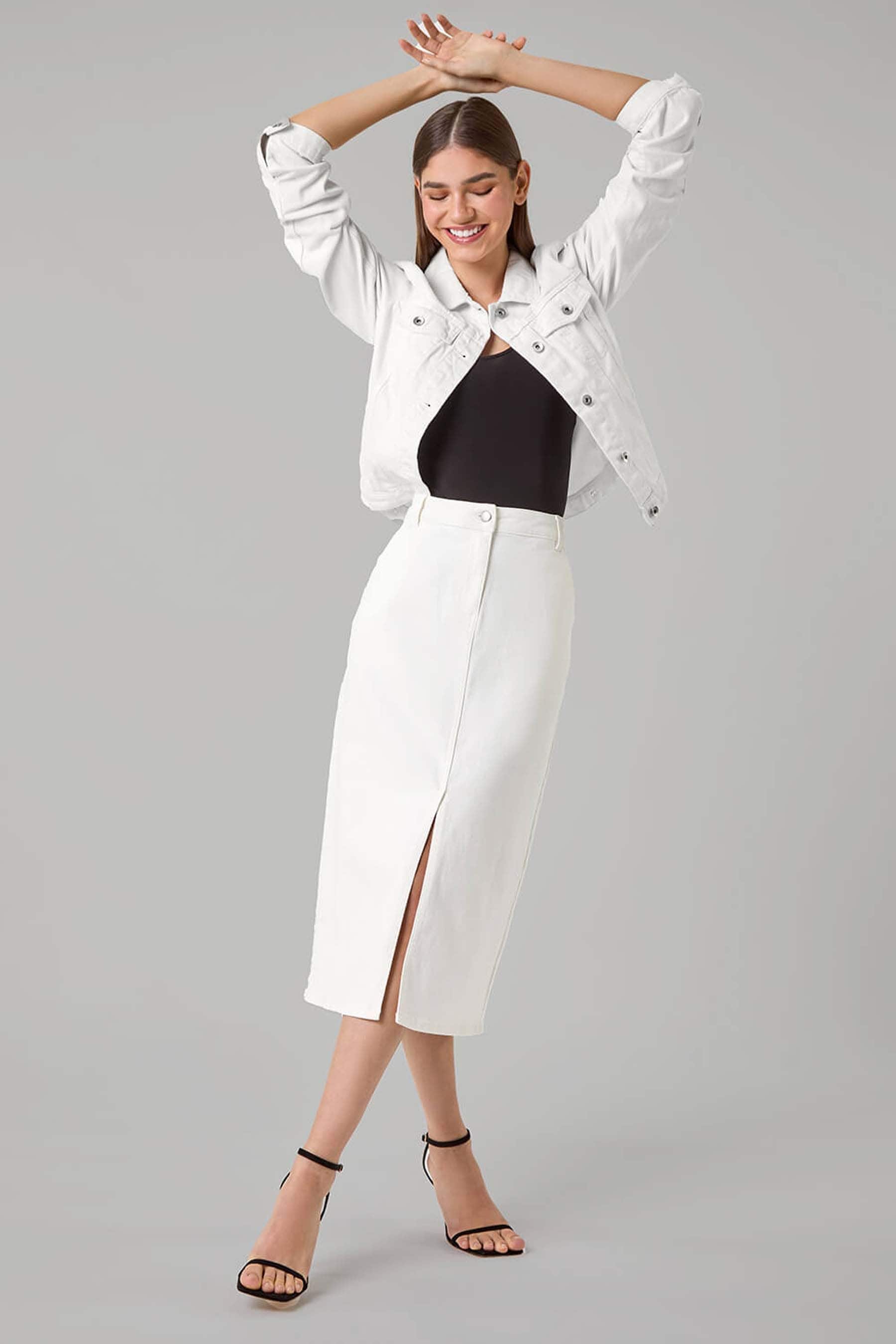 Midi pencil skirt white outlet