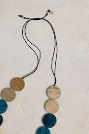 White Stuff Blue Circular Resin Ribbon Necklace - Image 2 of 2