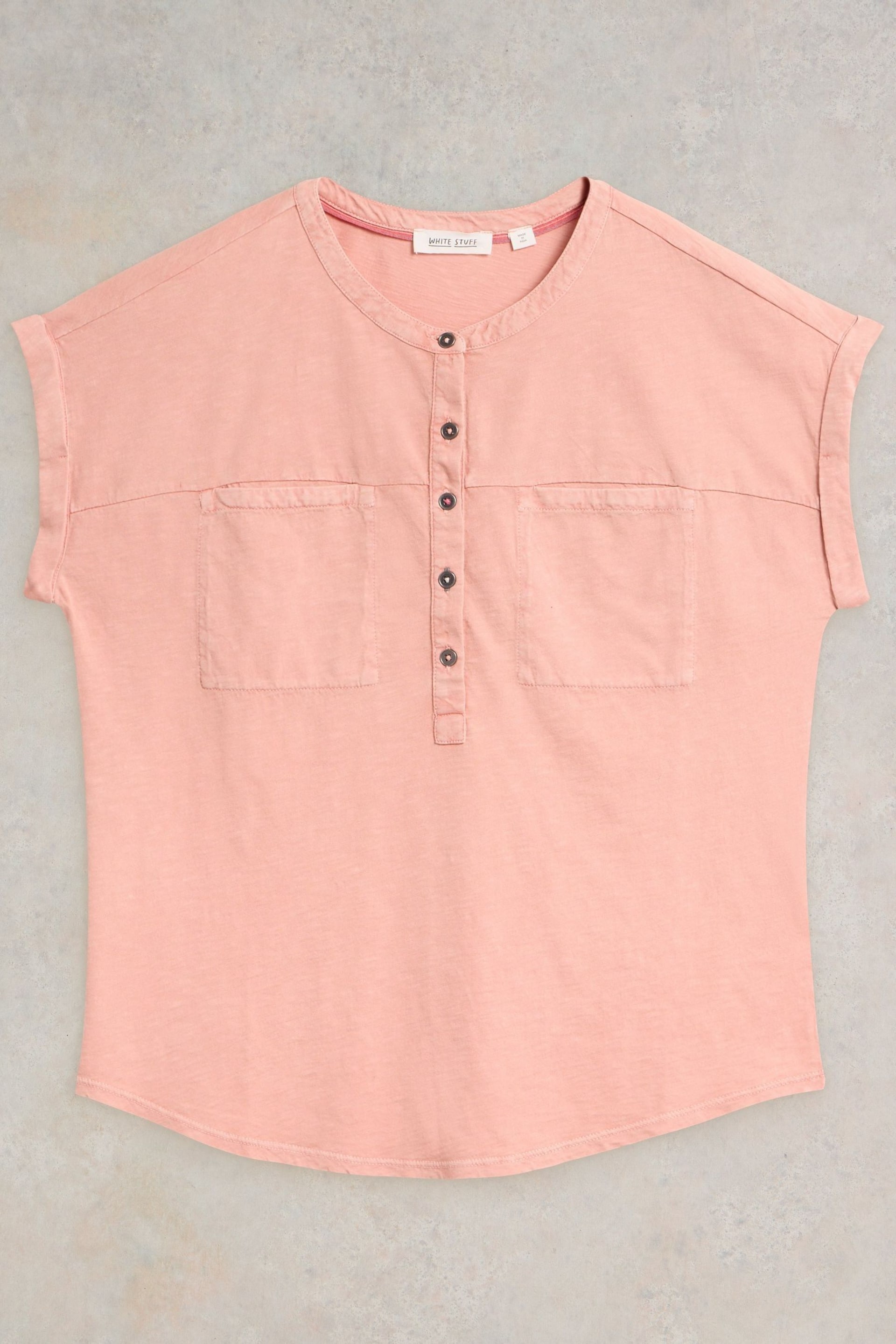 White Stuff Pink Beth Jersey Mix T-Shirt - Image 5 of 7