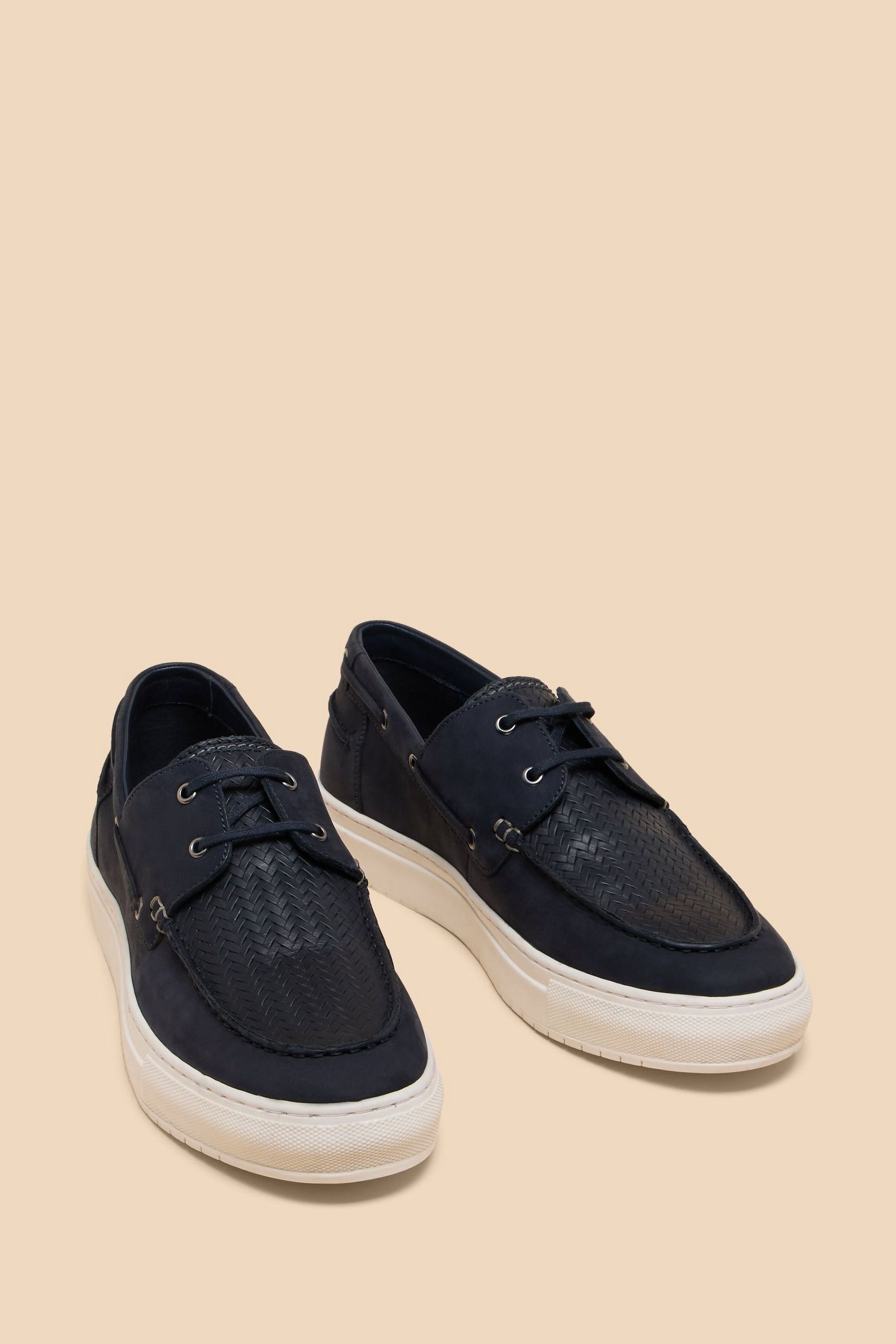 Buy White Stuff Blue Noah Leather Boat Shoes from Next Luxembourg