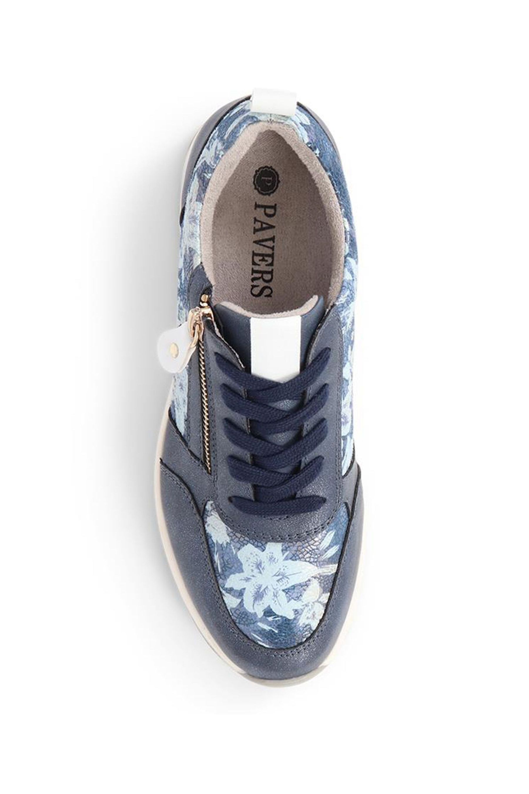 Buy Pavers Blue Pavers Gold Floral Accent Cushioned Sole Trainers from Next Luxembourg
