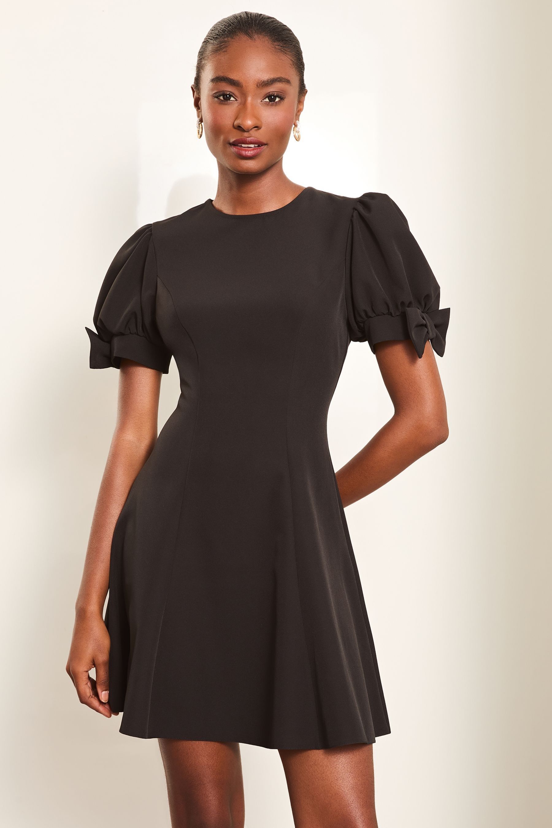 Black sleeve skater dress shop
