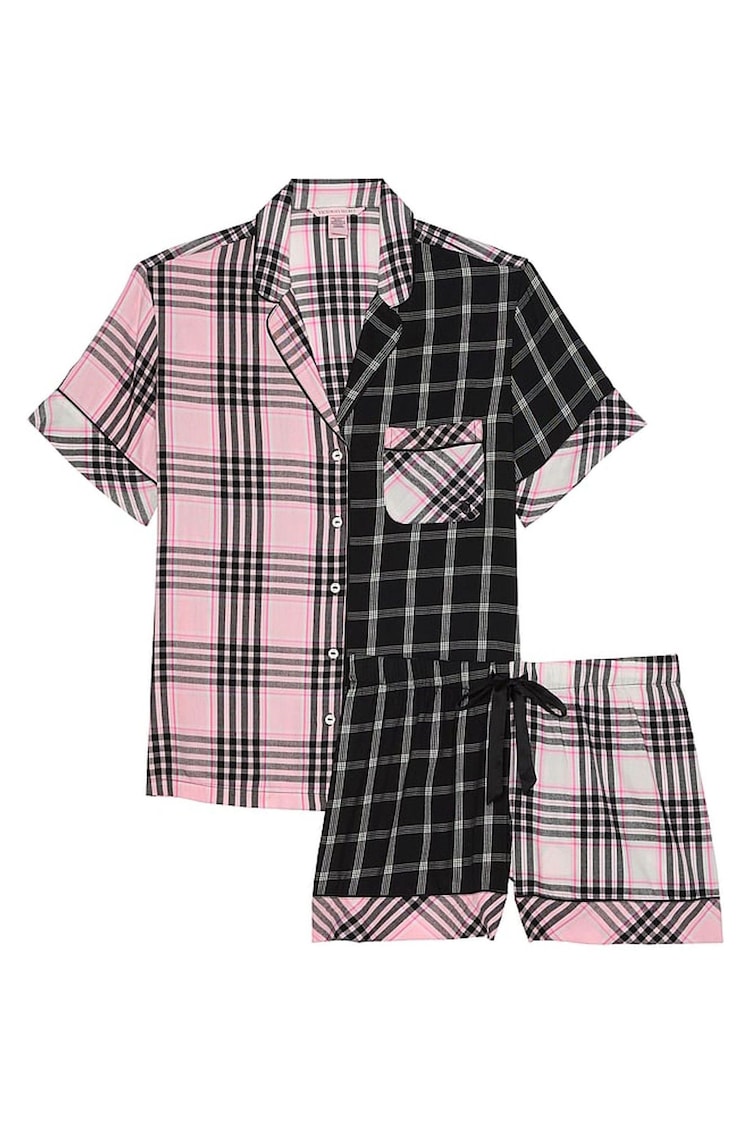 Victoria's Secret Pink Mix Plaid Flannel Short Pyjama Set - Image 1 of 2