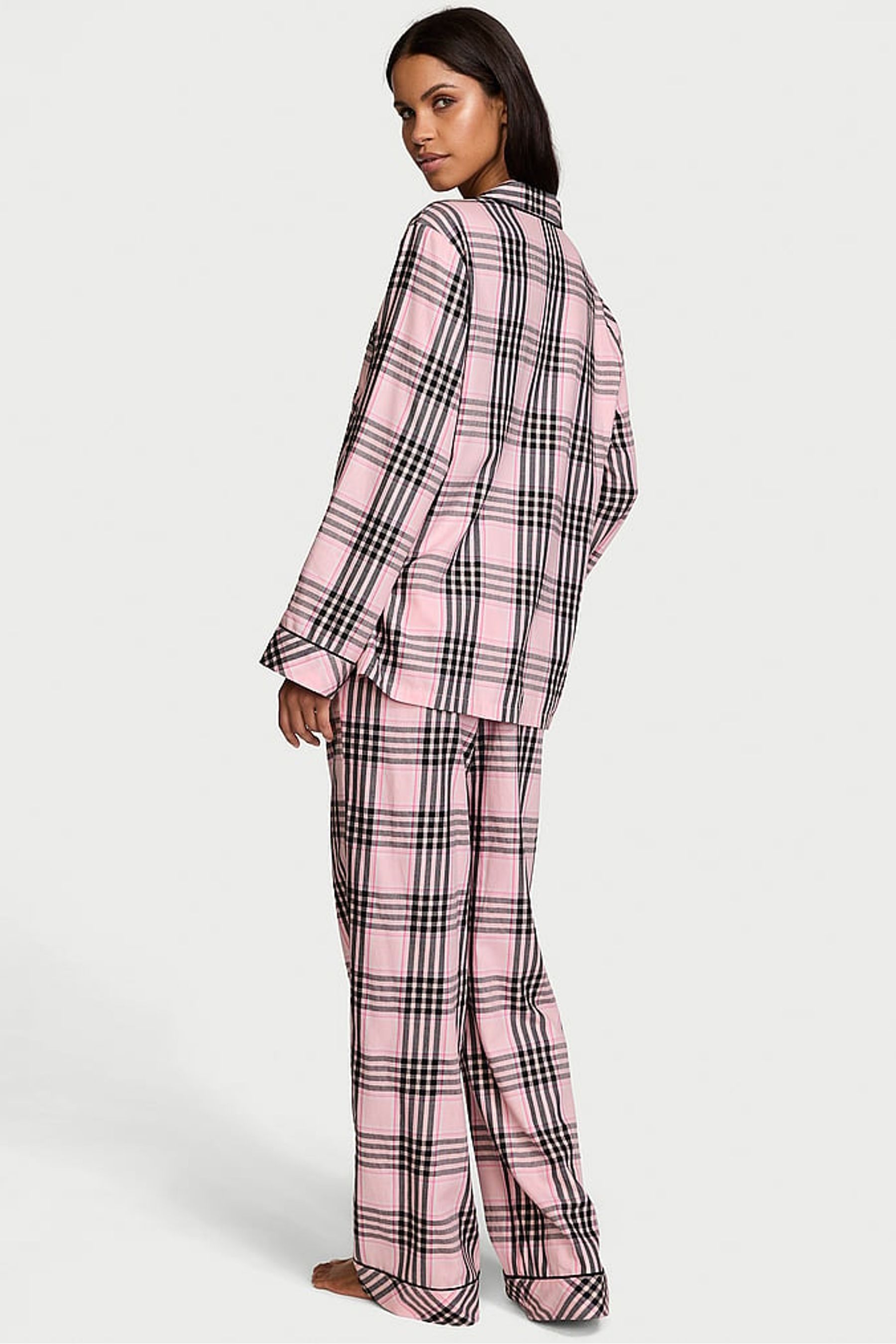 Buy Victoria s Secret Pretty Blossom Lovely Plaid Pink Flannel Long Pyjama Set from the Next UK online shop