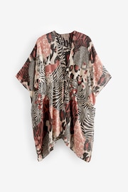 Leopard Print Longline Tie Waist Kimono Cover-Up - Image 5 of 7