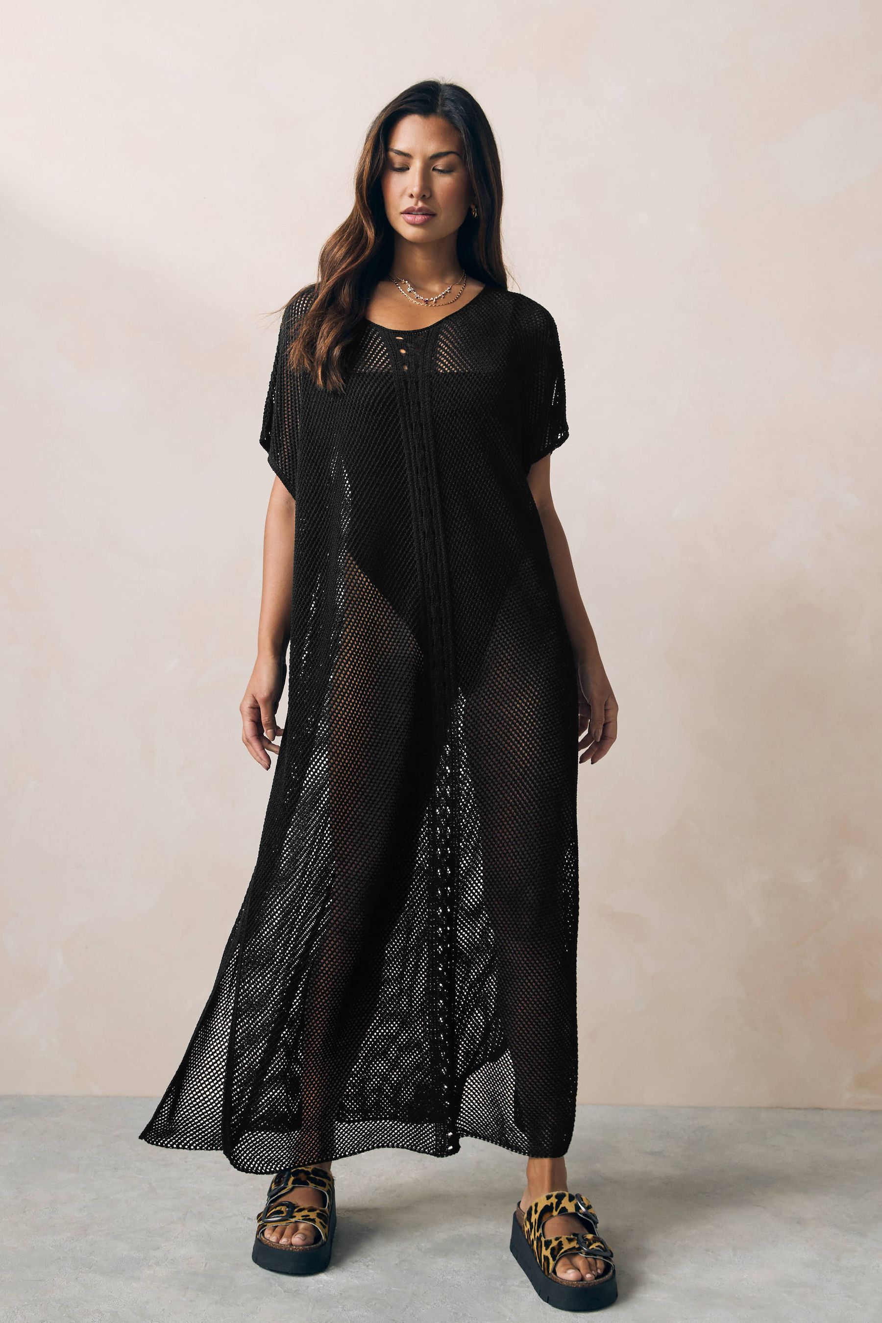 Black Overhead Knitted Maxi Cover Up