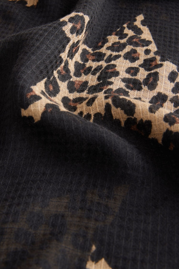 Black/Animal Print Lightweight Scarf - Image 6 of 6