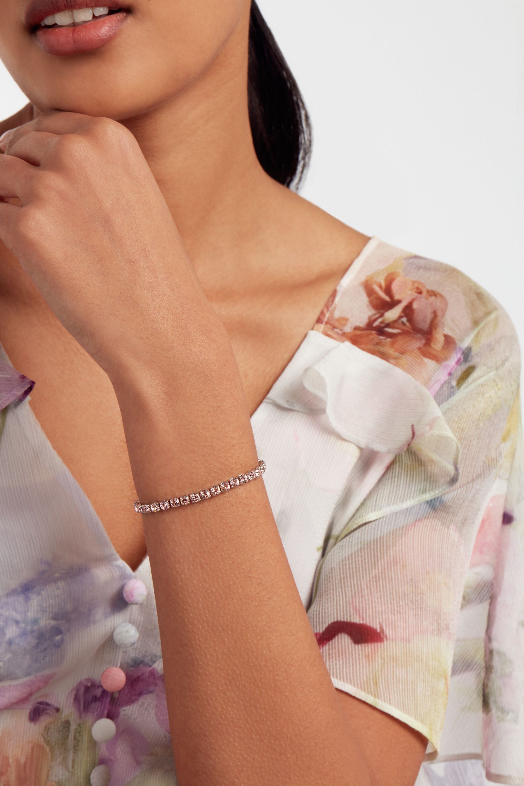 Buy Ted Baker Silver Rose Pink MELRAH Crystal Adjustable Tennis Bracelet For Women from Next New Zealand