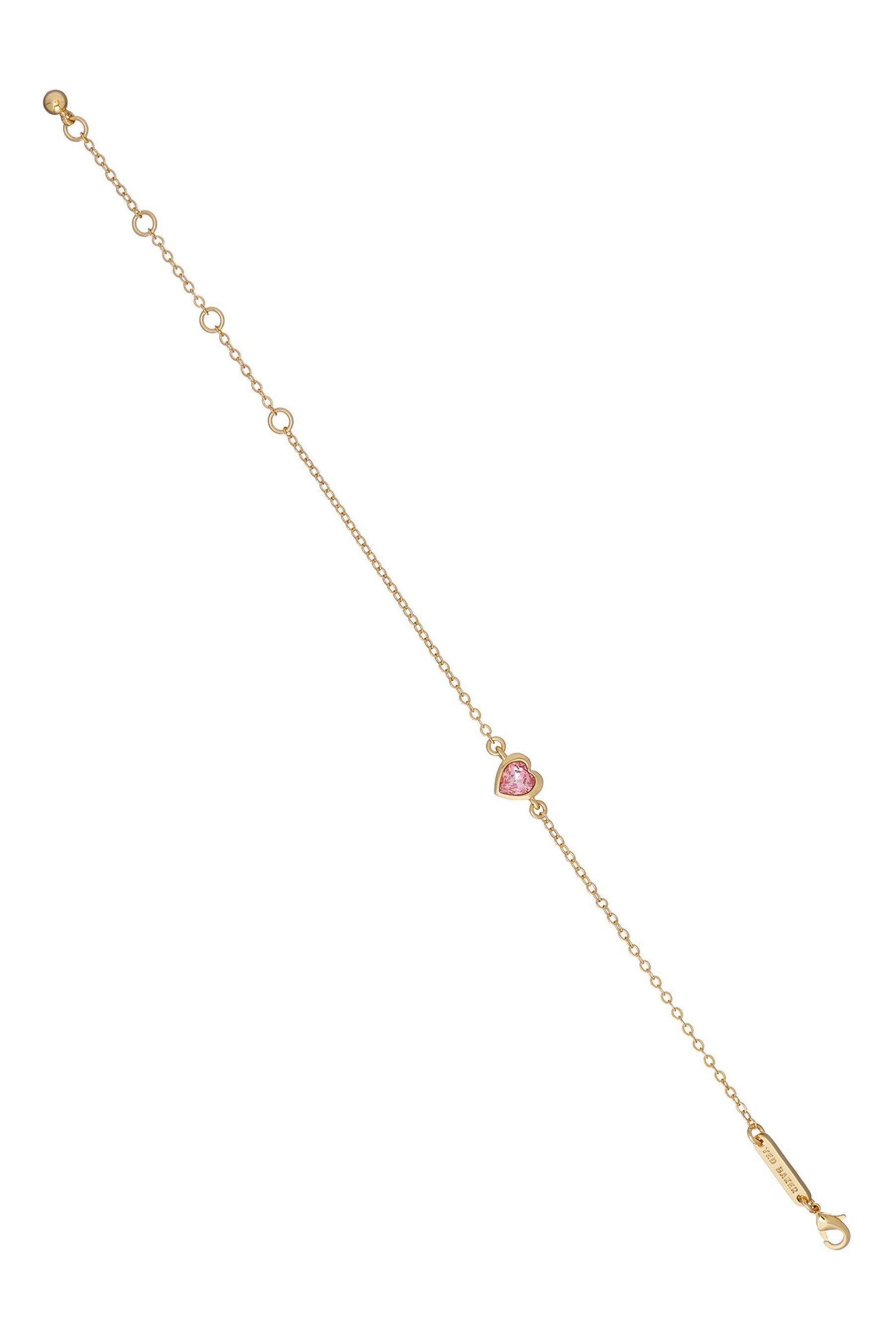 Buy Ted Baker Gold Pink HANSAA Crystal Heart Adjustable Bracelet from Next Luxembourg
