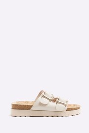 River Island Cream Double Buckle Sandals - Image 1 of 4