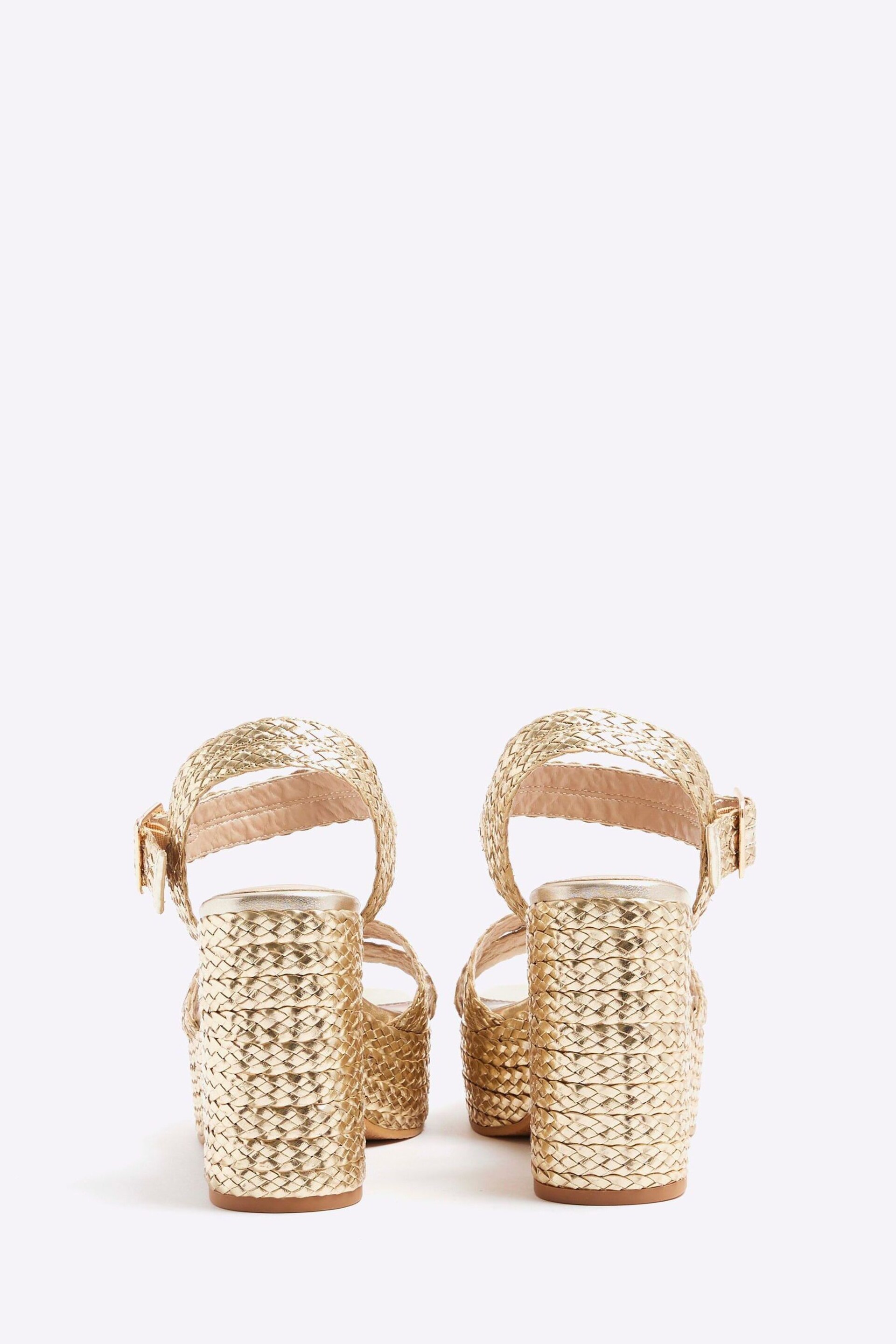 River Island Gold Cross Strap Platform Sandals - Image 3 of 4