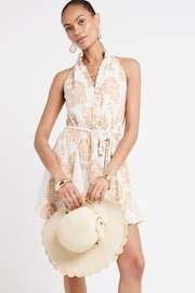 River Island Cream Halter Sparkle Godet Dress - Image 3 of 6