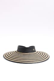 River Island Black Stripe Straw Visor Hat - Image 1 of 2
