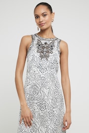 River Island Cream 100% Cotton Cutwork Spot Midi Dress - Image 4 of 5