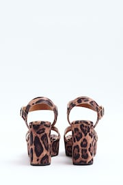 River Island Brown Cross Strap Platform Sandals - Image 3 of 4