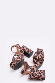 River Island Brown Cross Strap Platform Sandals - Image 4 of 4