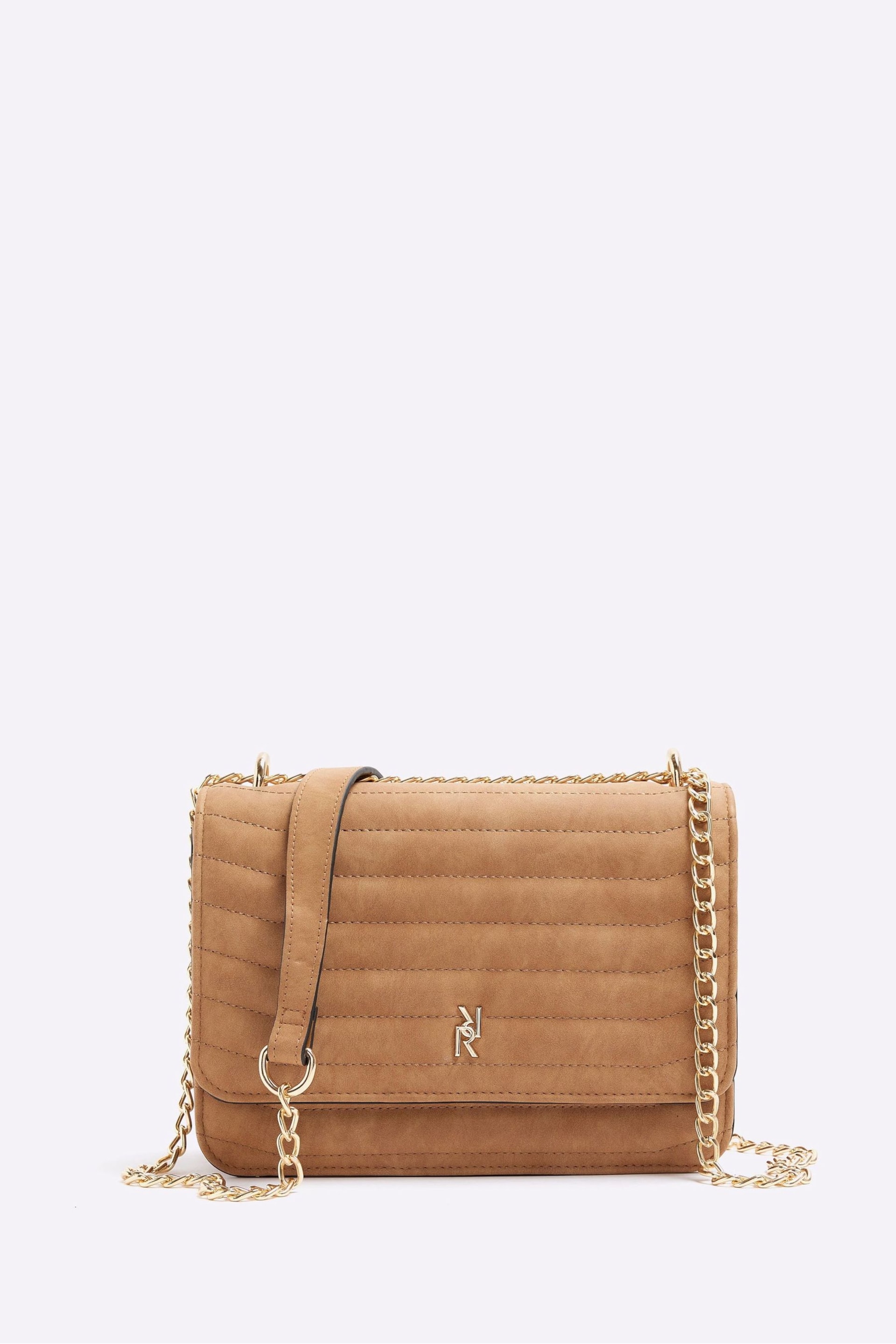 River Island Brown Quilted Chain Shoulder Bag - Image 1 of 4