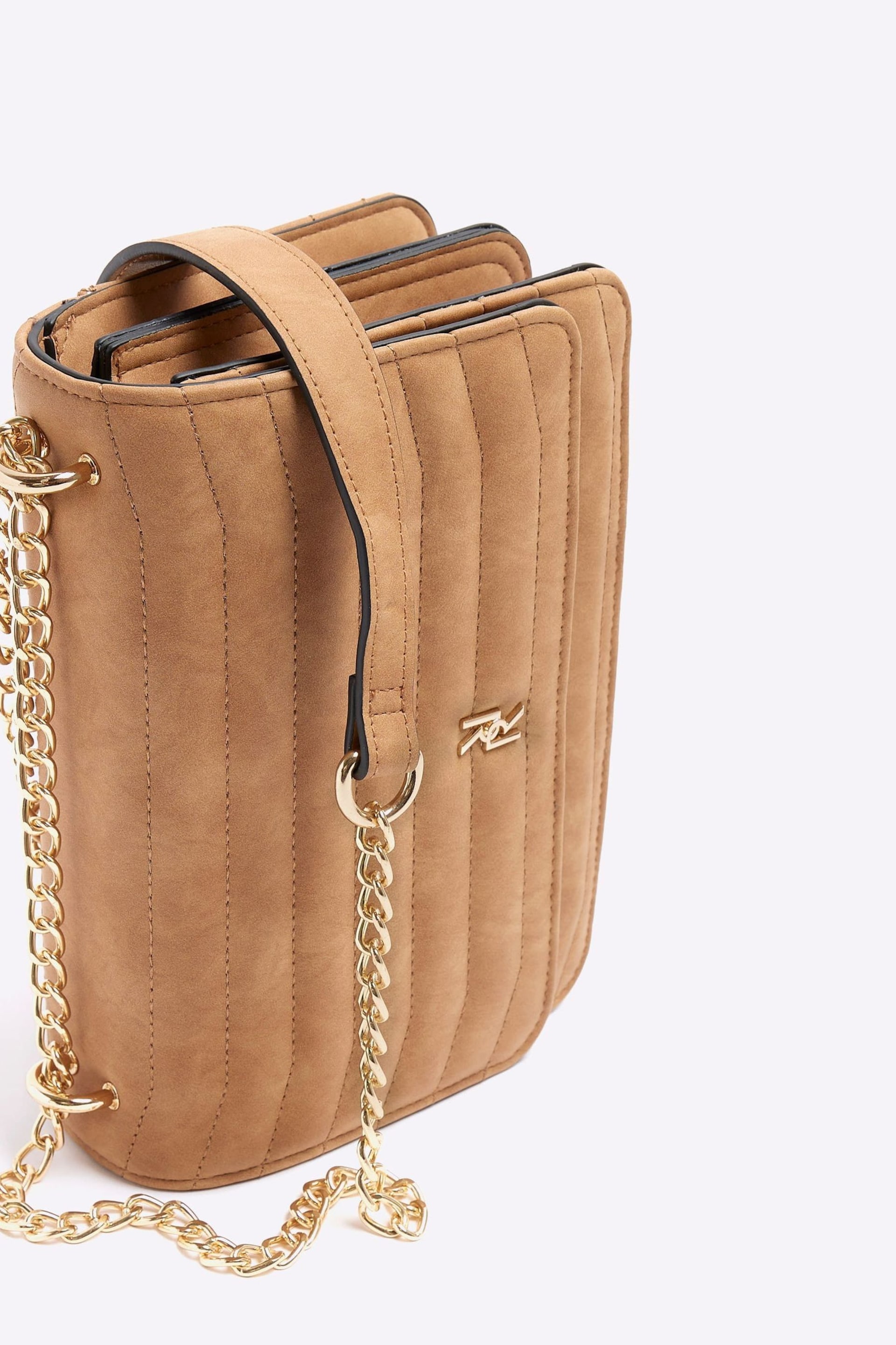 River Island Brown Quilted Chain Shoulder Bag - Image 4 of 4