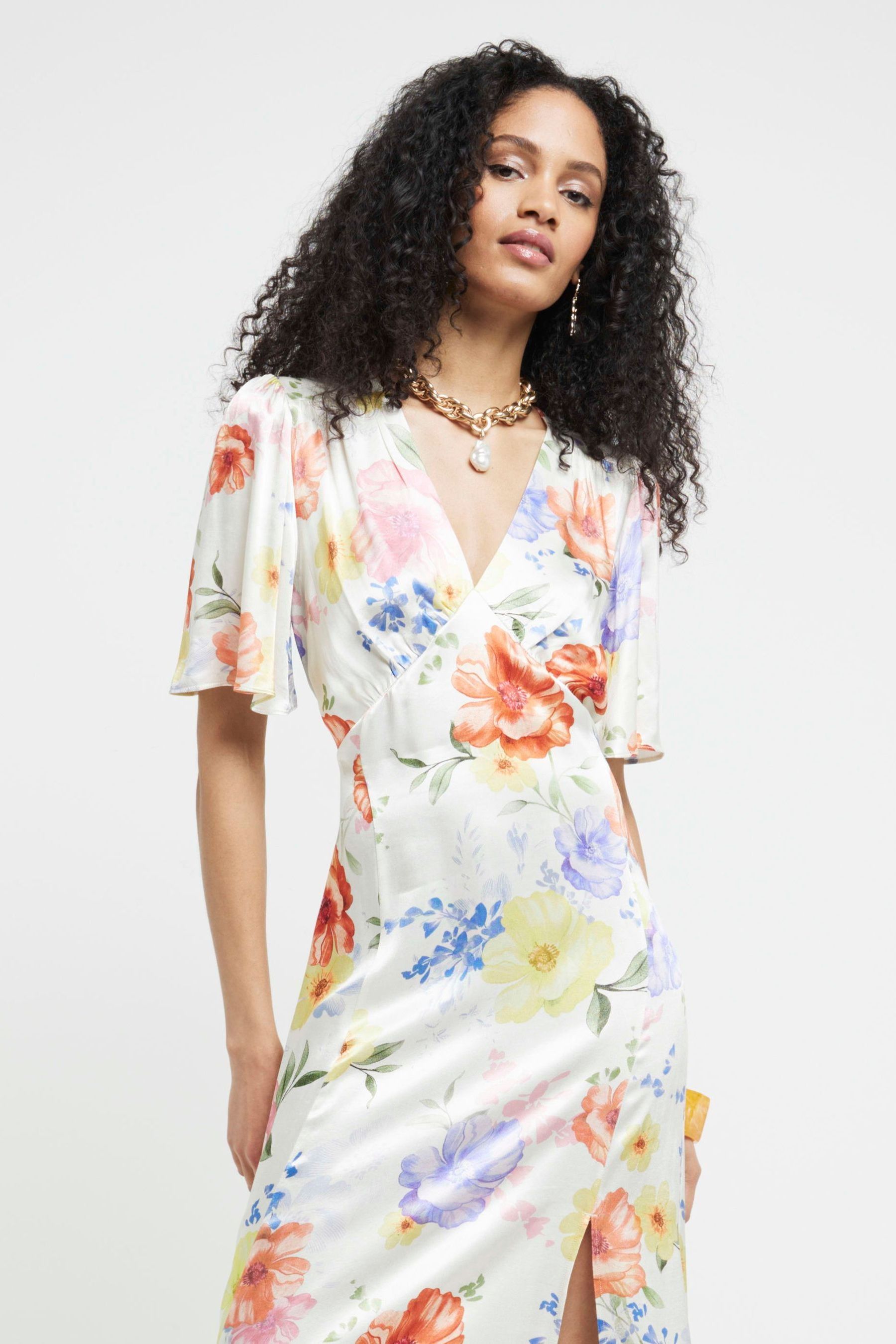 River island white floral dress on sale