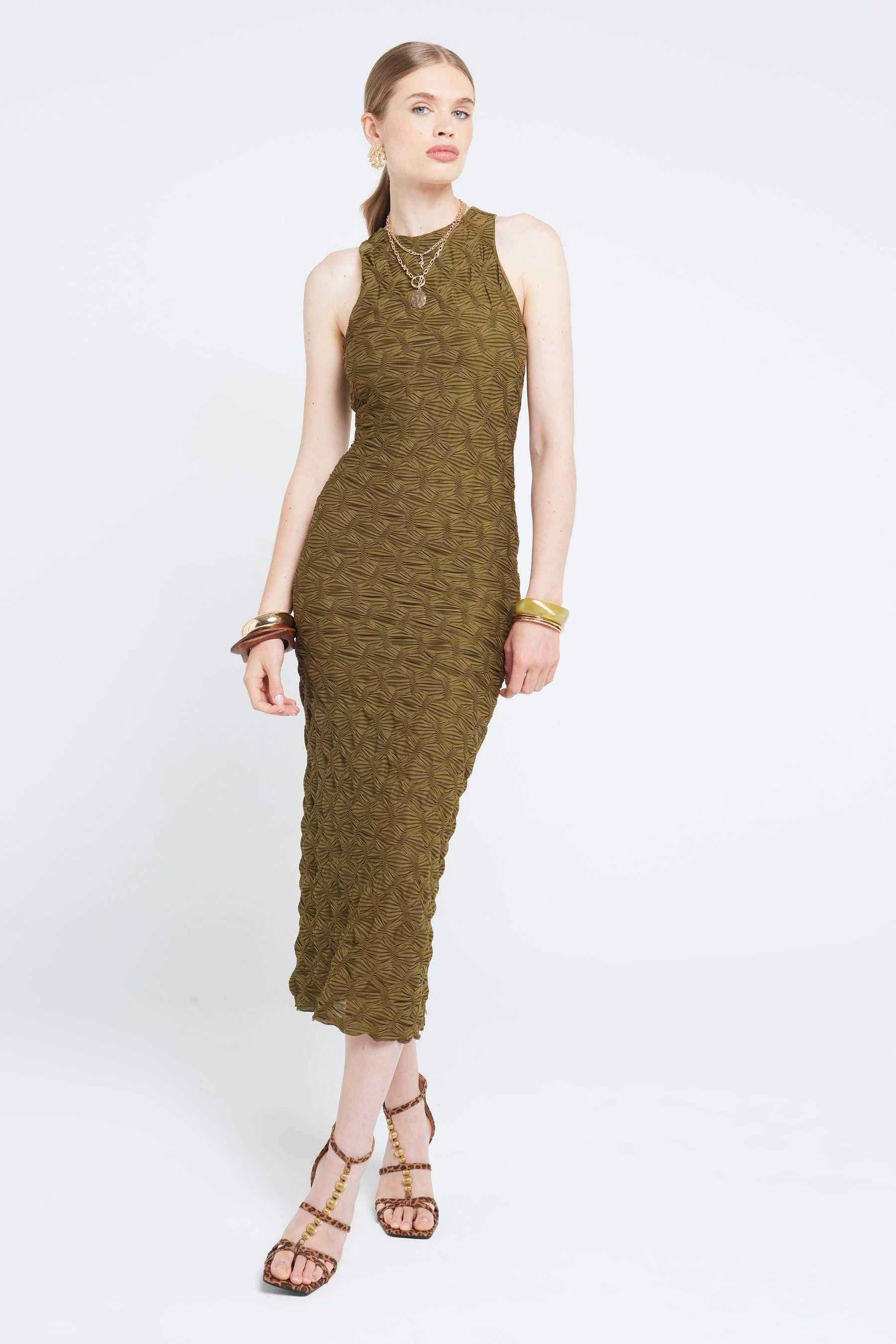 River island green midi dress cheap
