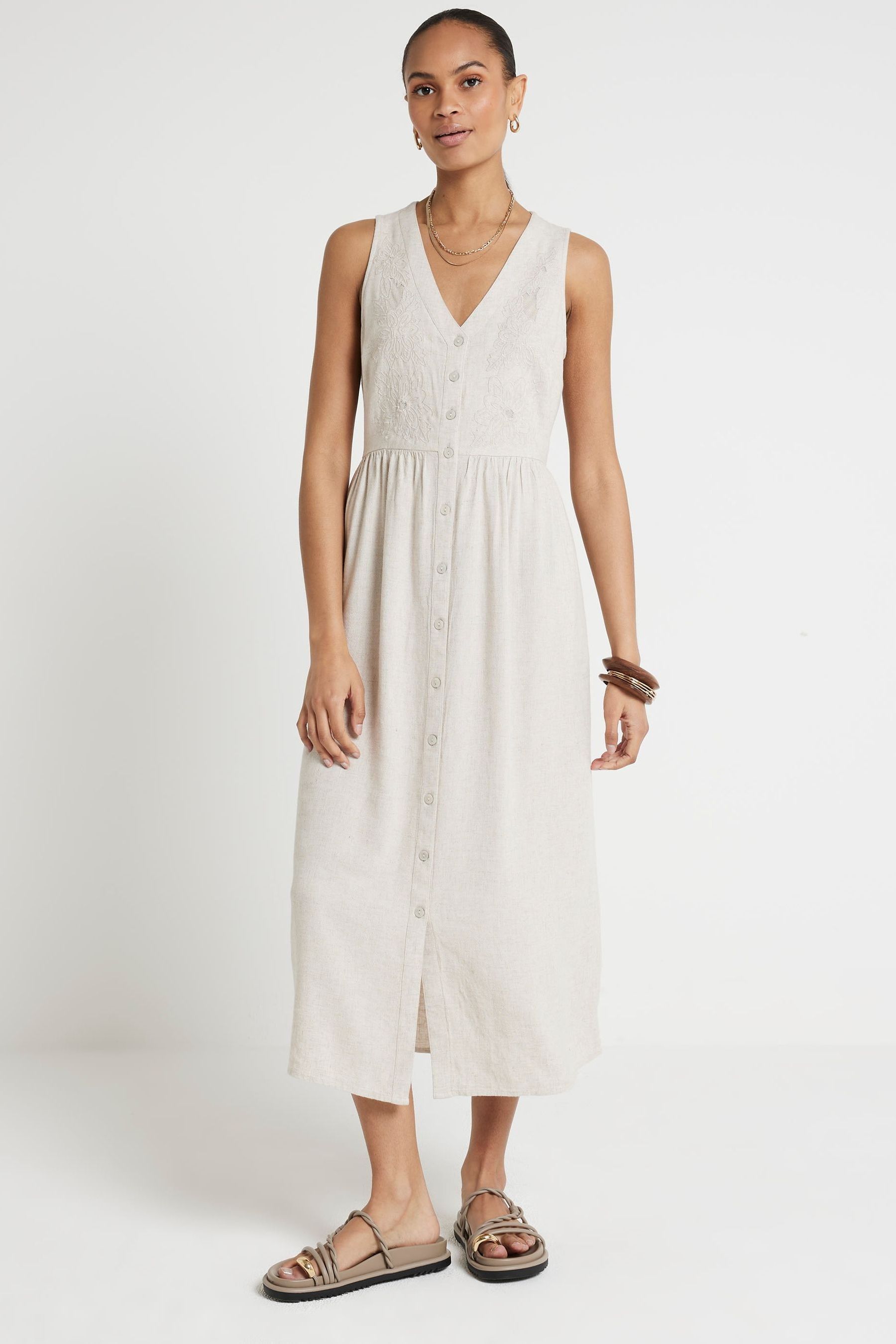 River island linen dress sale