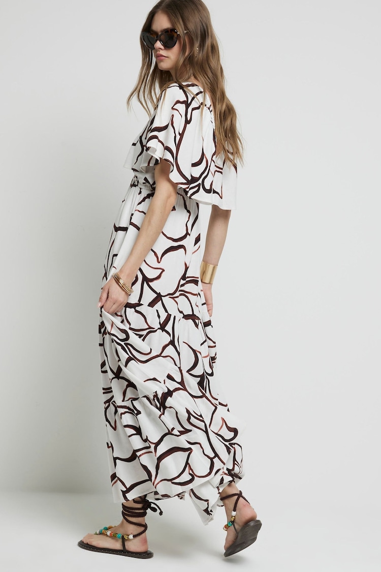 River Island Brown Frill Sleeve Maxi Dress - Image 2 of 6