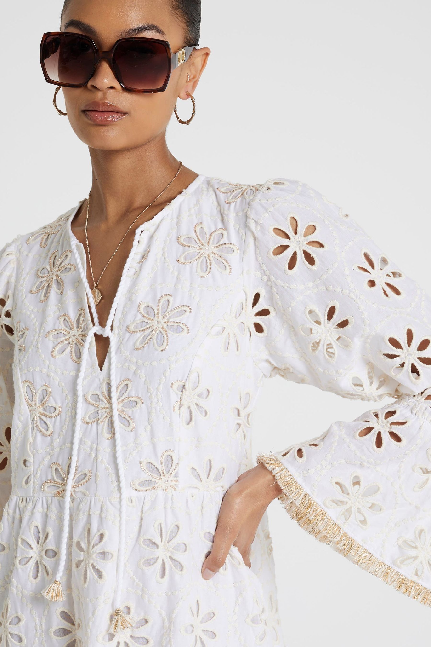 River island broderie dress deals