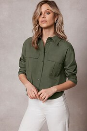 Mint Velvet Green Cropped Utility Shirt - Image 1 of 2