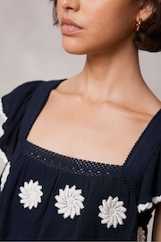 Mint Velvet Blue Floral Embroidered Top - Image 5 of 9