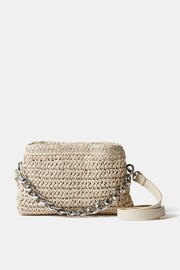 Mint Velvet Cream Raffia Crossbody Bag - Image 2 of 2