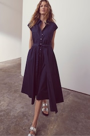 Mint Velvet Blue Cotton Wrap Midi Shirt Dress - Image 1 of 4