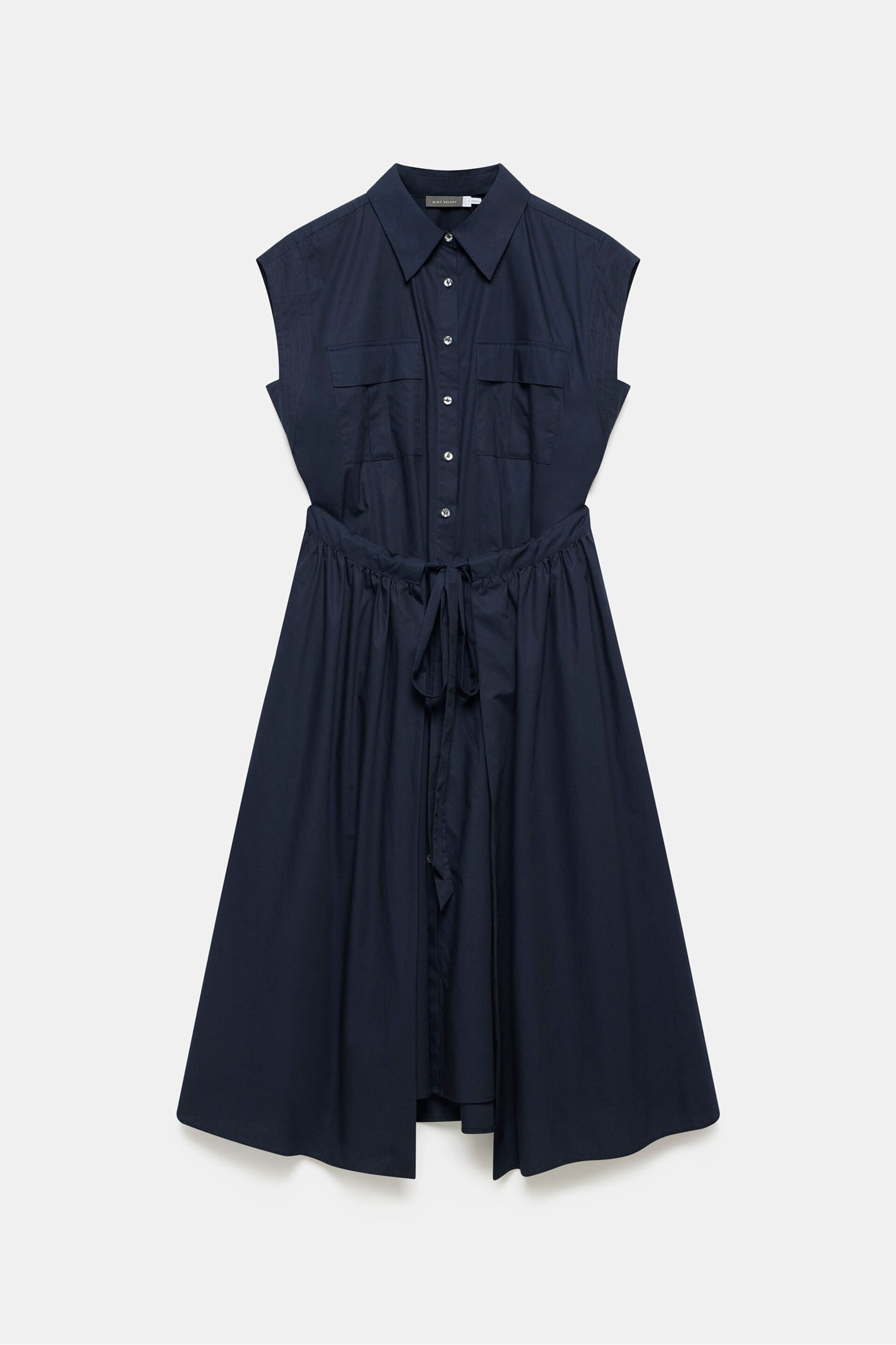 Mint Velvet Blue Cotton Wrap Midi Shirt Dress - Image 3 of 4