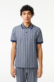 Lacoste Blue Monogram Polo Shirt - Image 1 of 6