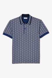 Lacoste Blue Monogram Polo Shirt - Image 5 of 6